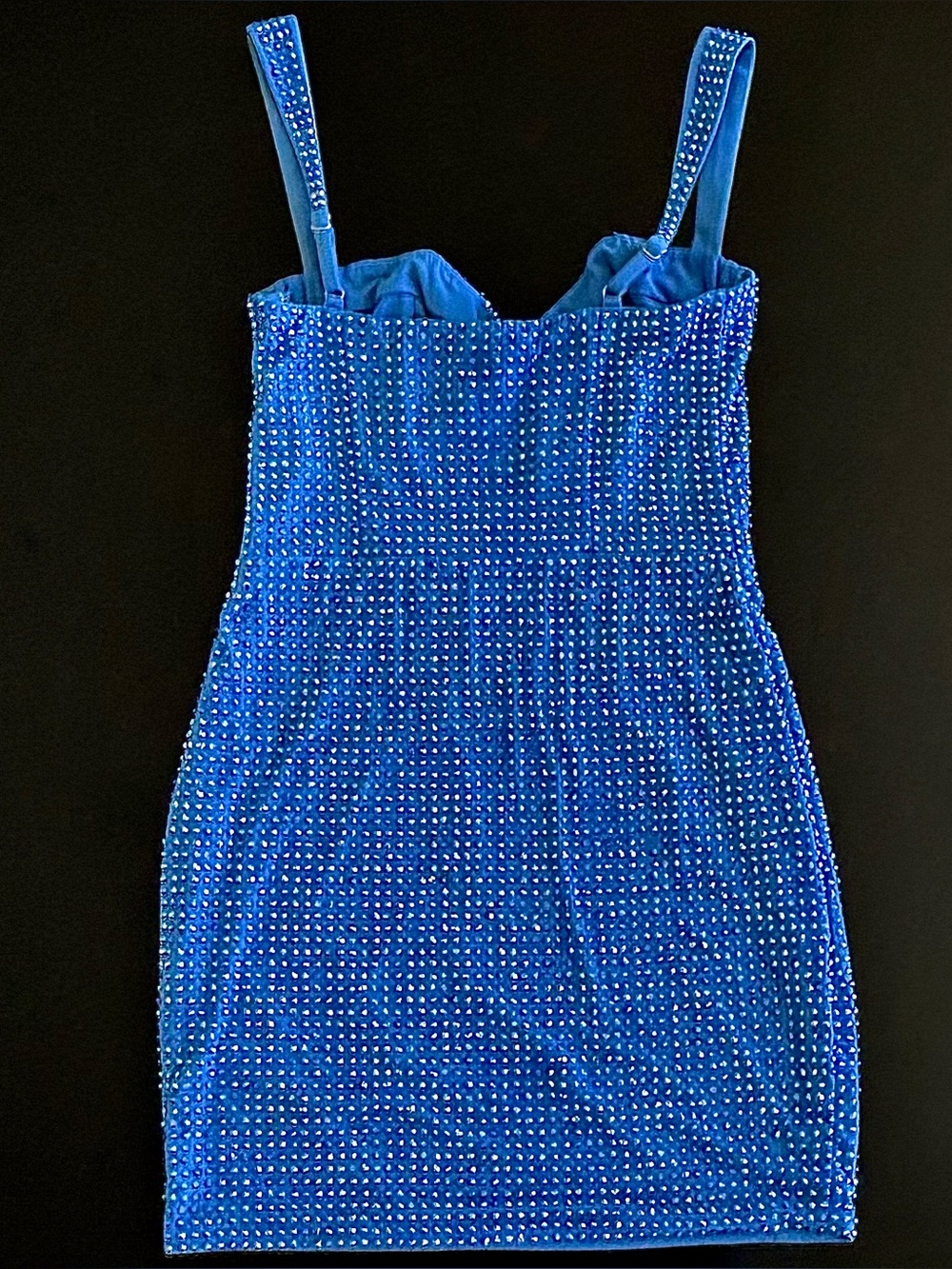 Oh Polly Ines Cobalt Blue Embellished Mini Dress - Picture 4 of 14